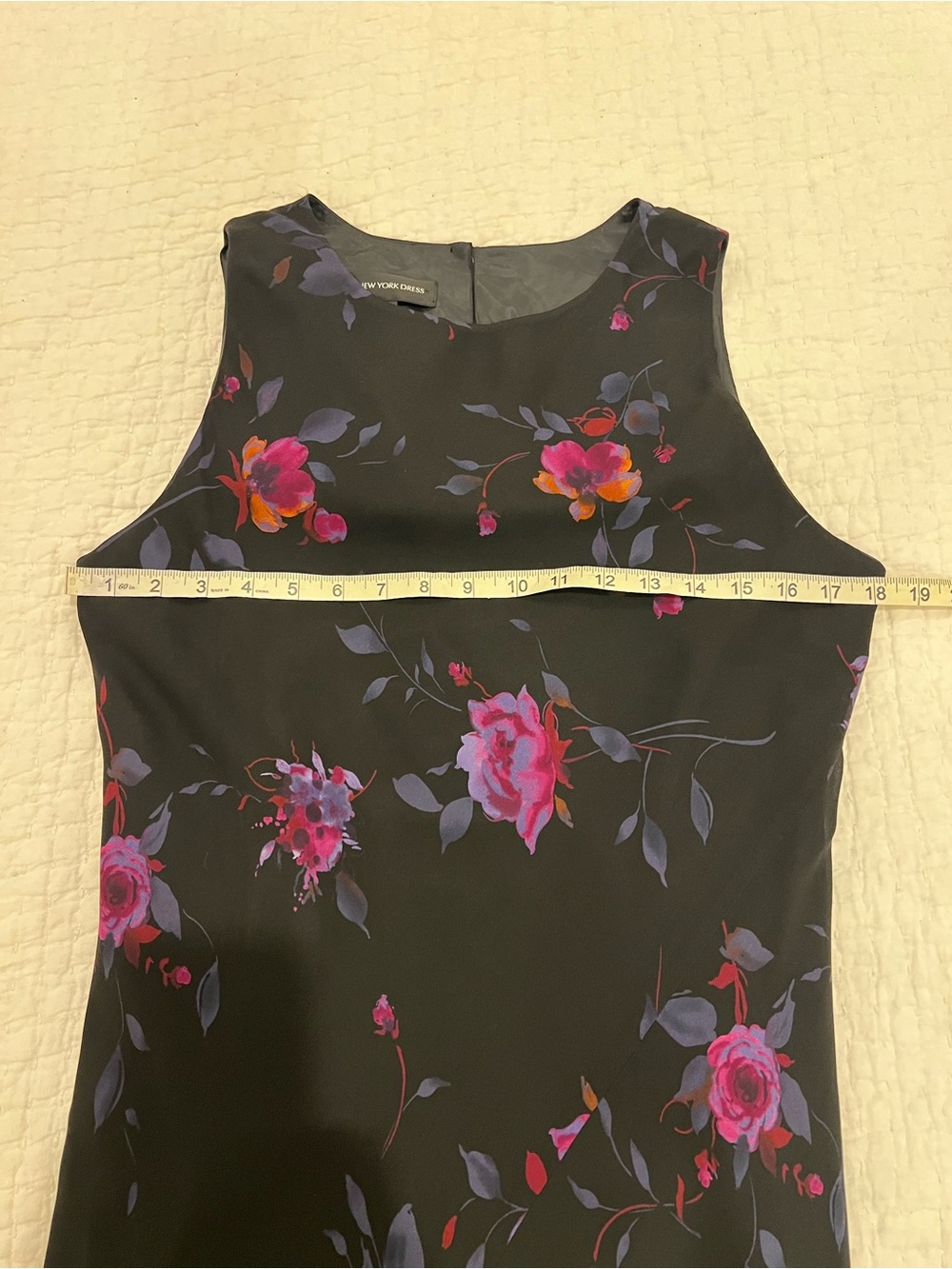 VTG Jones New York Dress 14 Black Silk Dark Floral Maxi Sleeveless Lined 90s Y2K - Picture 9 of 14